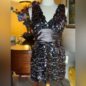 XXI (Twenty One) Charcoal Sequin Mini Dress Size L NWT